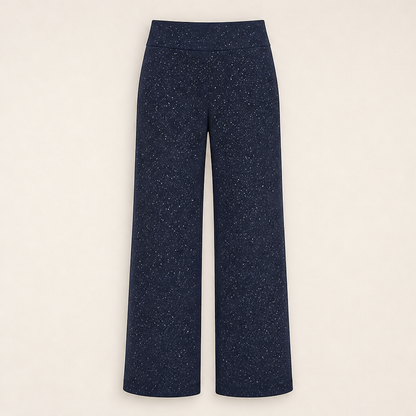 Lucenta – Pantaloni a Gamba Dritta Glitterati Vita Alta Navy