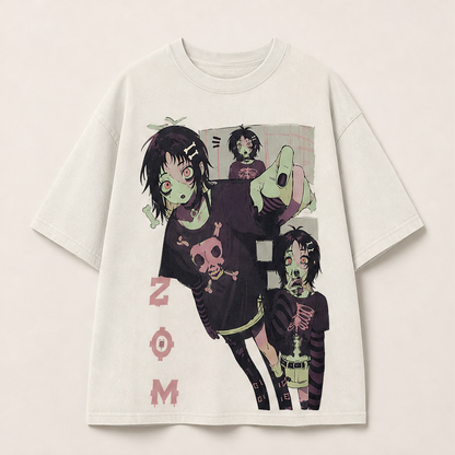 Vornetta – T-Shirt Oversize Stampa Zombie Girl Beige