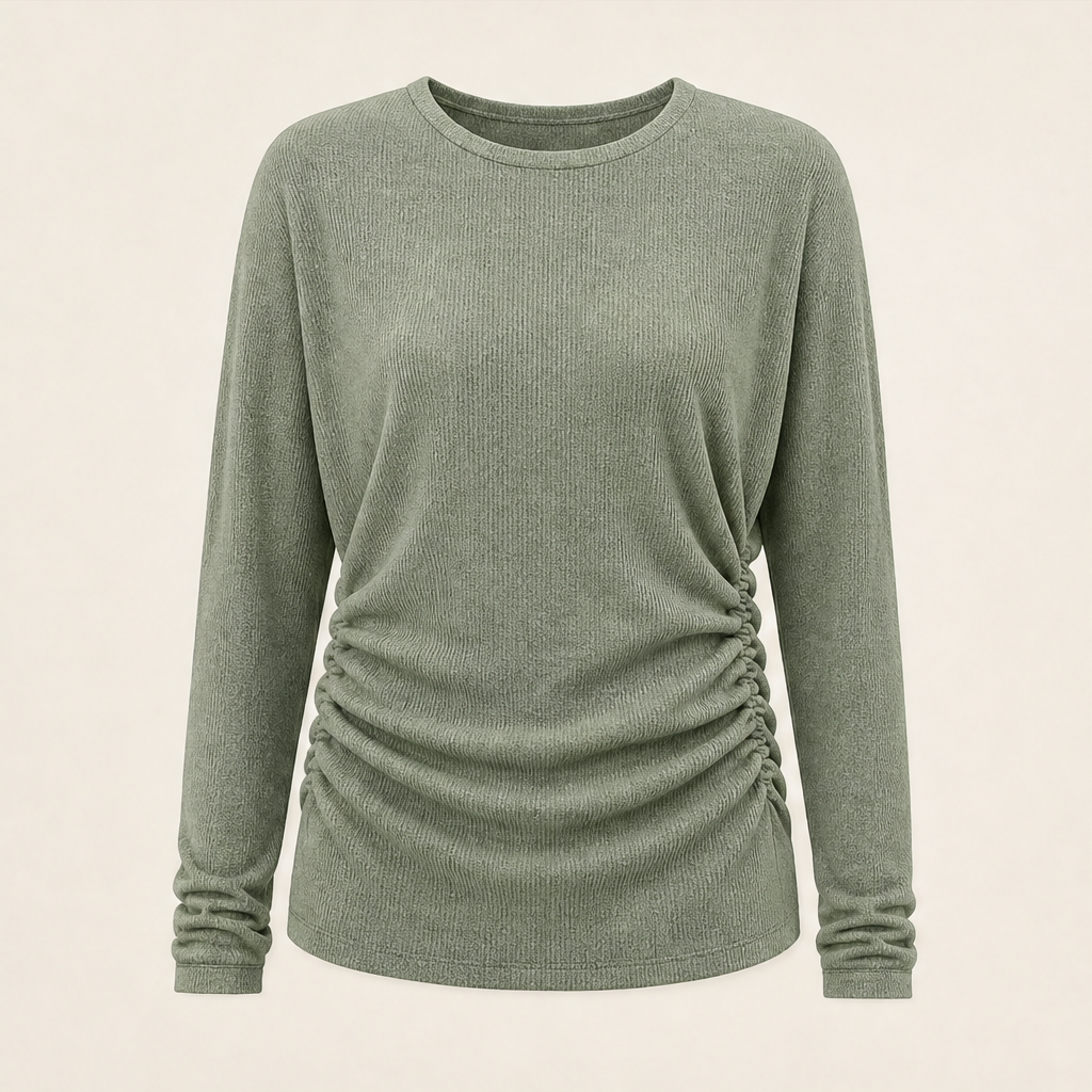 Varonne – Maglione Girocollo con Vita Arricciata Green