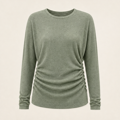 Varonne – Maglione Girocollo con Vita Arricciata Green