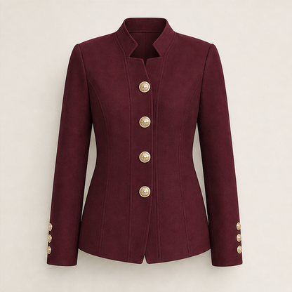 Corselia – Blazer Slim Fit con Collo alla Coreana Burgundy