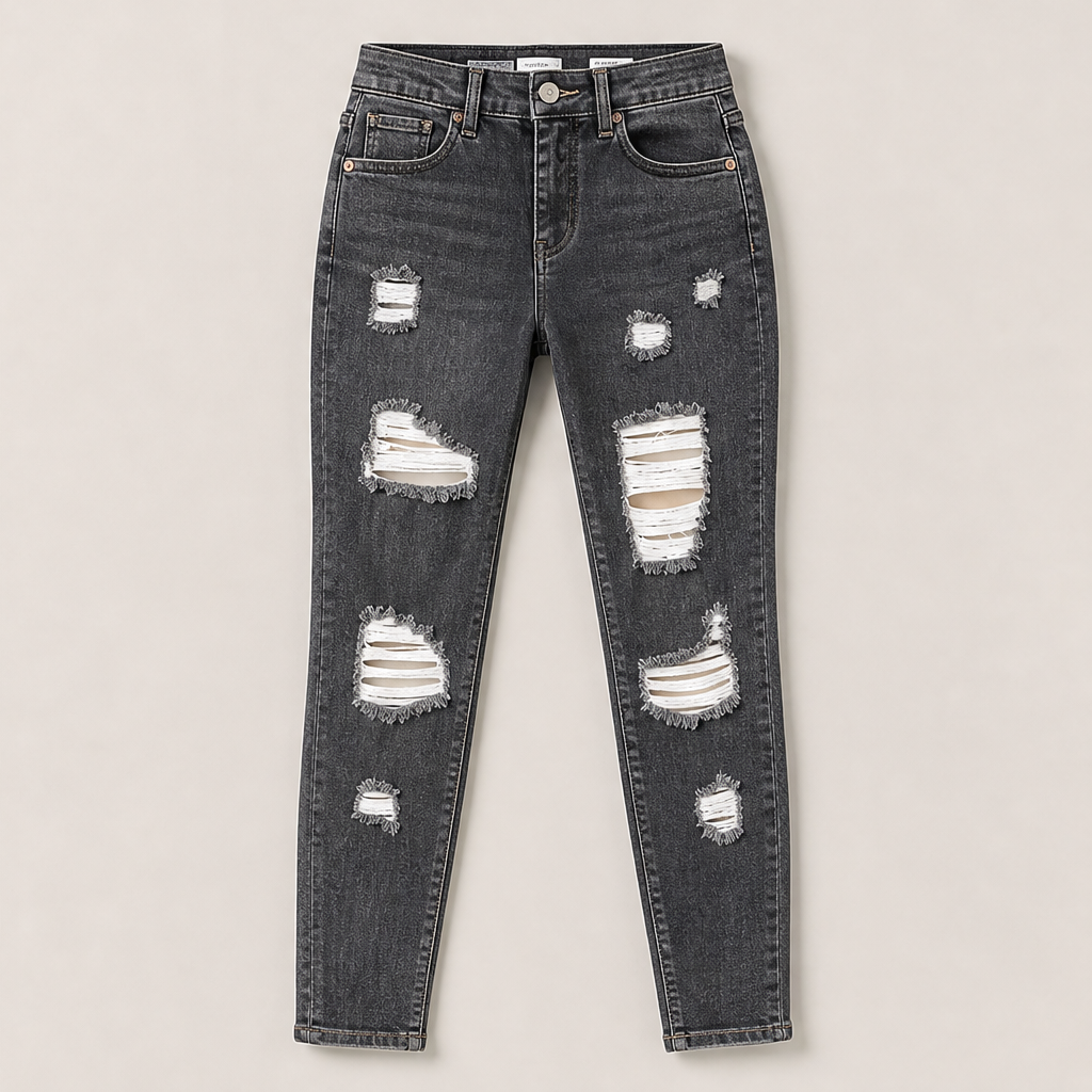 Varenza – Jeans Skinny a Vita Alta Strappati Grey
