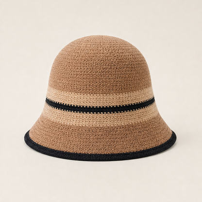 Verolli – Cappello Cloche a Righe Pieghevole Beige