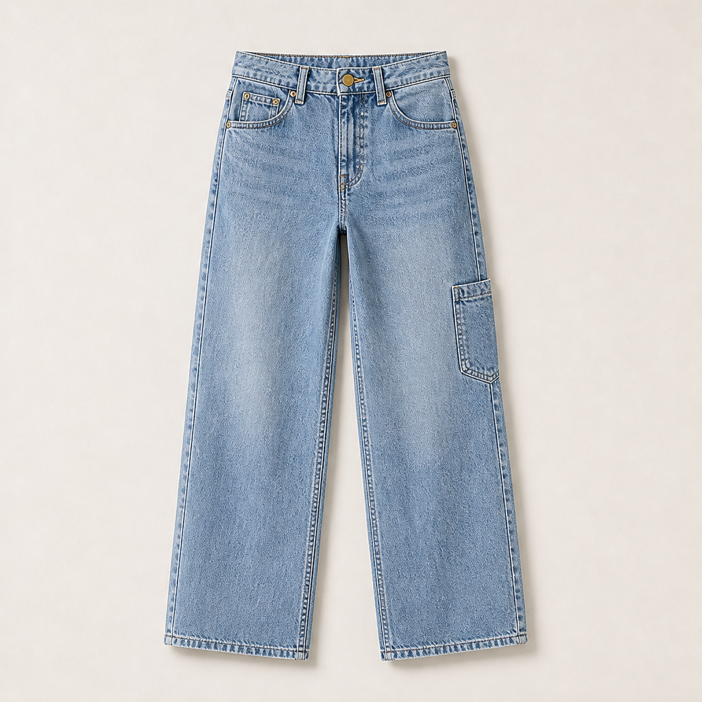 Varelio – Jeans Dritti a Vita Alta Comfort Light Wash