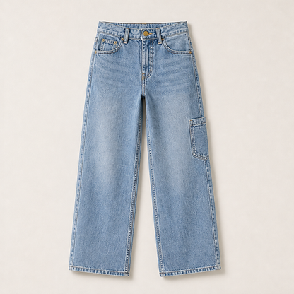 Varelio – Jeans Dritti a Vita Alta Comfort Light Wash
