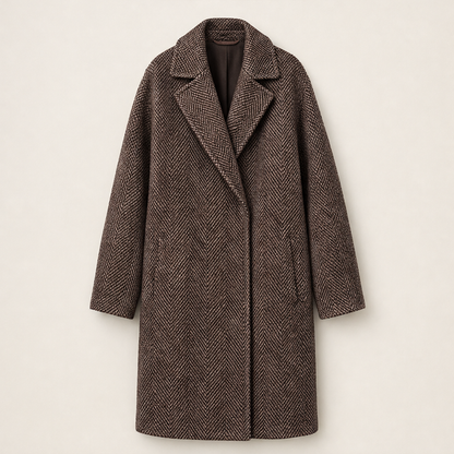 Valbrina – Cappotto Oversize in Fischgrät Brown