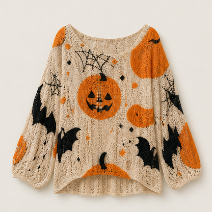Zuccara – Top in Crochet Zucca e Pipistrello Spalle Scoperte Beige