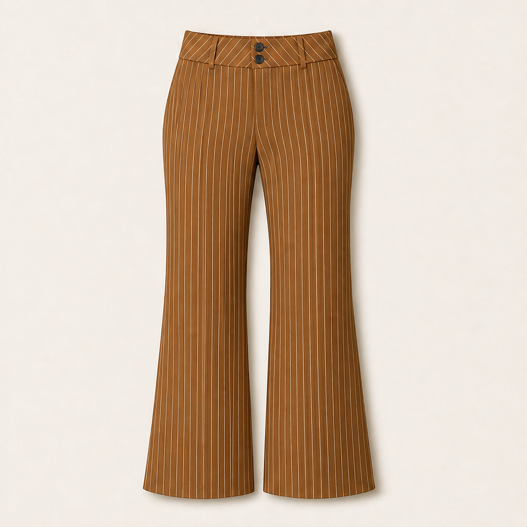 Velarno – Pantaloni a Righe Svasati Camel