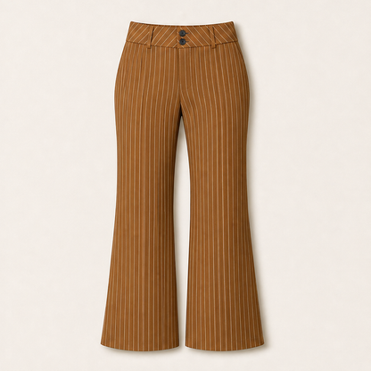 Velarno – Pantaloni a Righe Svasati Camel