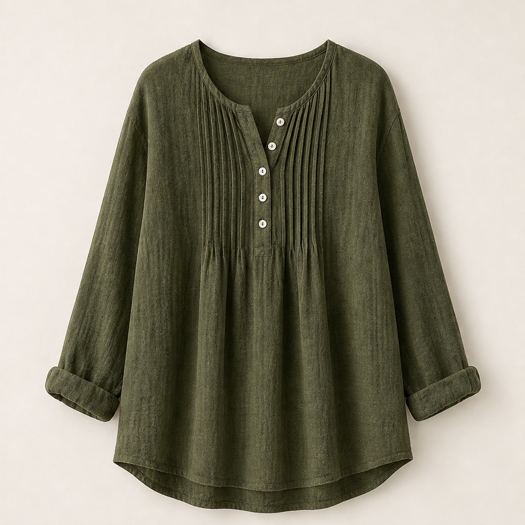 Moravia – Camicetta Plissé Collo Henley Olive