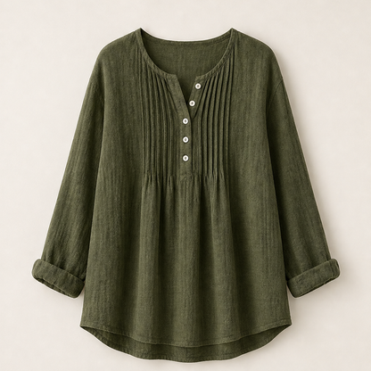 Moravia – Camicetta Plissé Collo Henley Olive