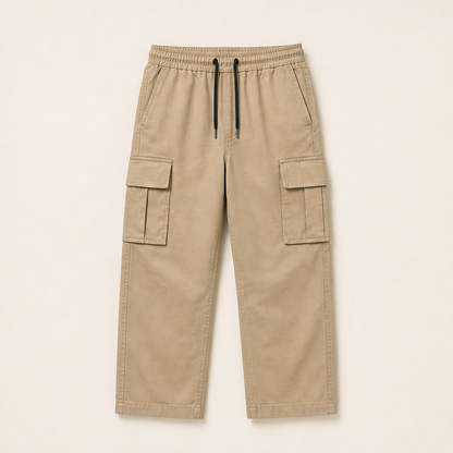 Varenzo – Pantaloni Cargo Comodi Multitasche Beige