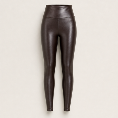 Velnora – Leggings in Ecopelle a Vita Alta Brown