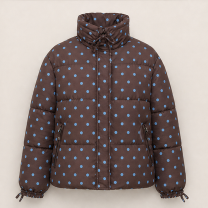 Volnetta – Piumino Collo Alto a Pois Chocolate Brown