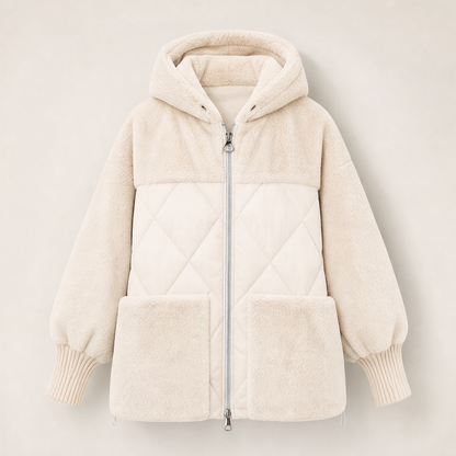 Novarelli – Piumino Oversize con Cappuccio Patchwork Cream