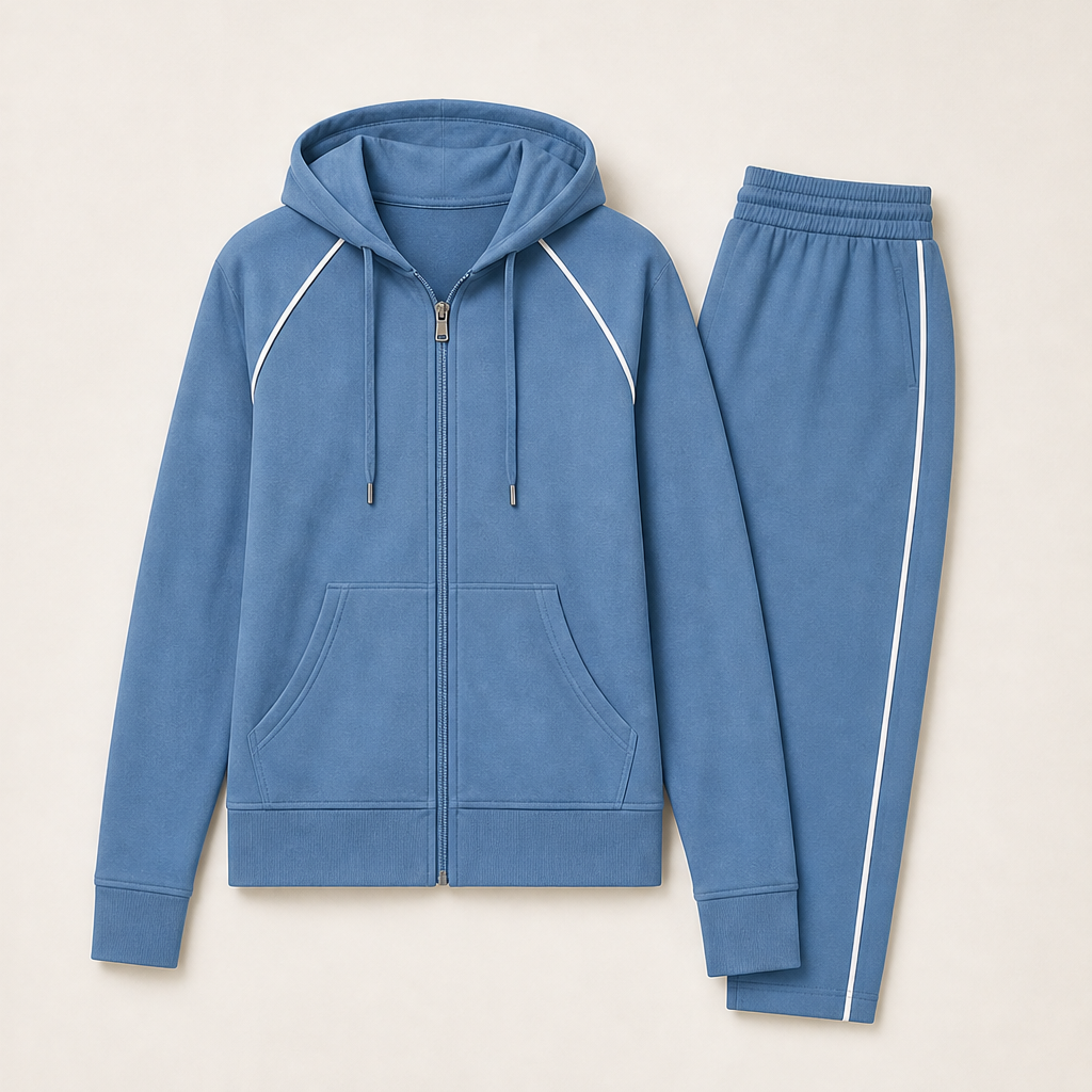 Velomia – Felpa con Zip e Pantaloni Tuta Set Due Pezzi Blue