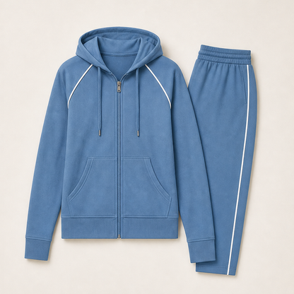 Velomia – Felpa con Zip e Pantaloni Tuta Set Due Pezzi Blue