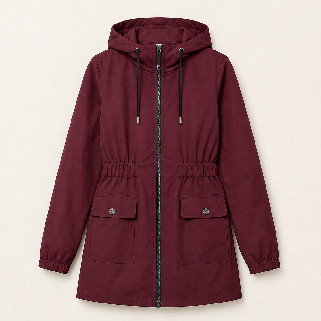 Pioverra – Giacca Impermeabile con Cappuccio Burgundy