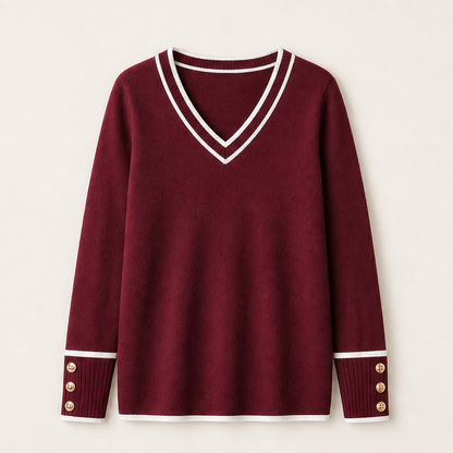 Varonne – Maglia a Contrasto Scollo a V Burgundy