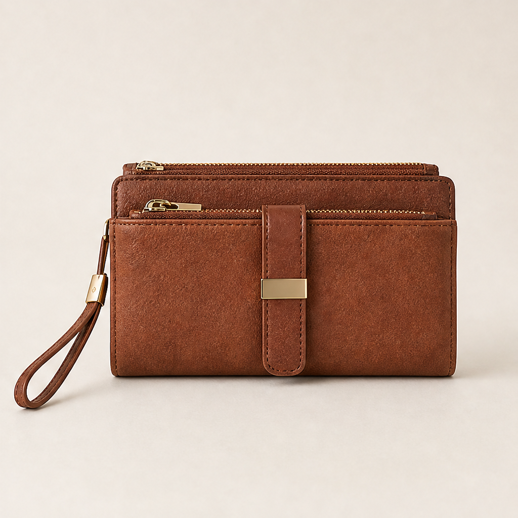Valenna – Portafoglio Lungo in Pelle con Blocco RFID Brown