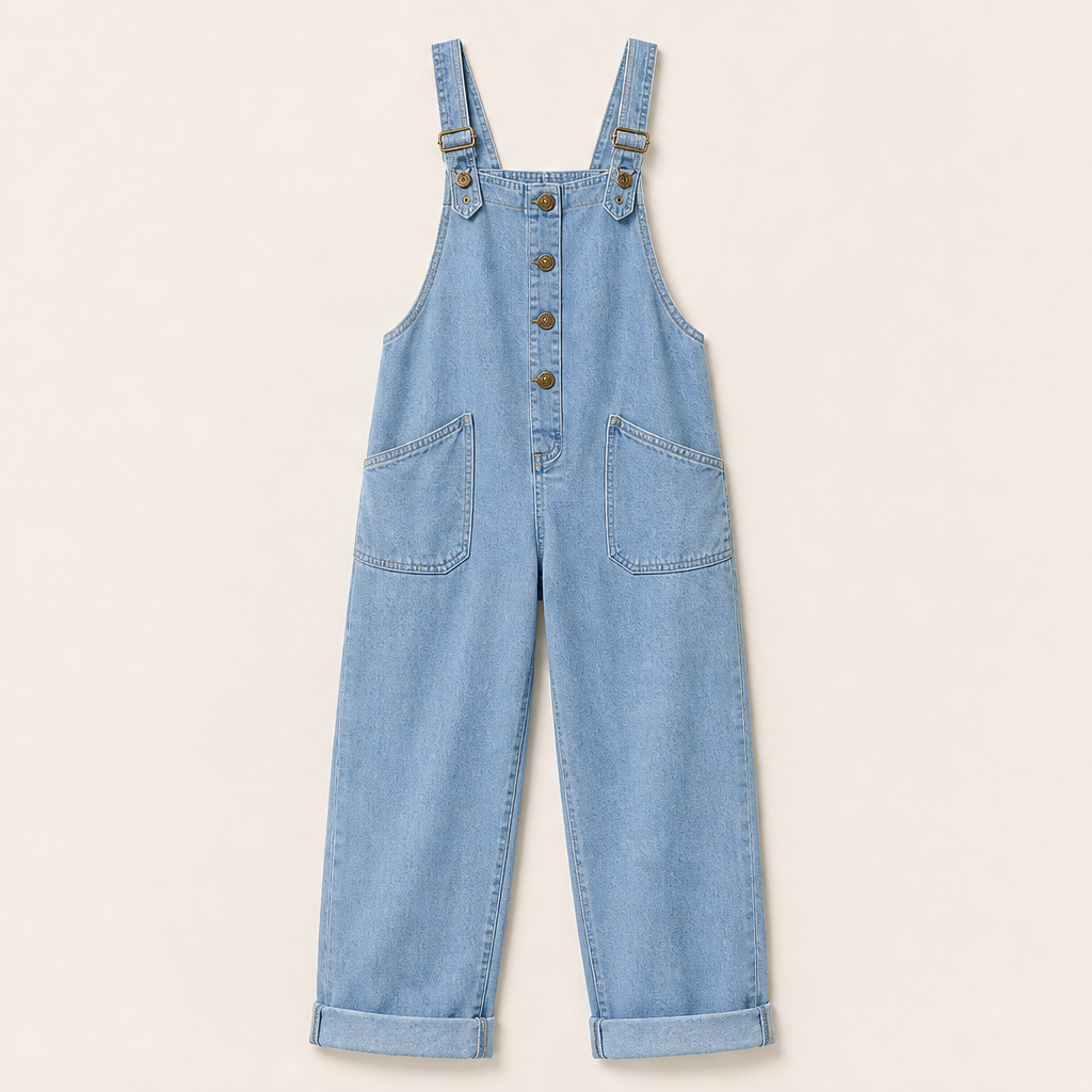 Vareloa – Salopette di Jeans Baggy con Tasche Light Blue