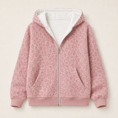 Felvara – Felpa con Zip Stampa Leopardo Pink