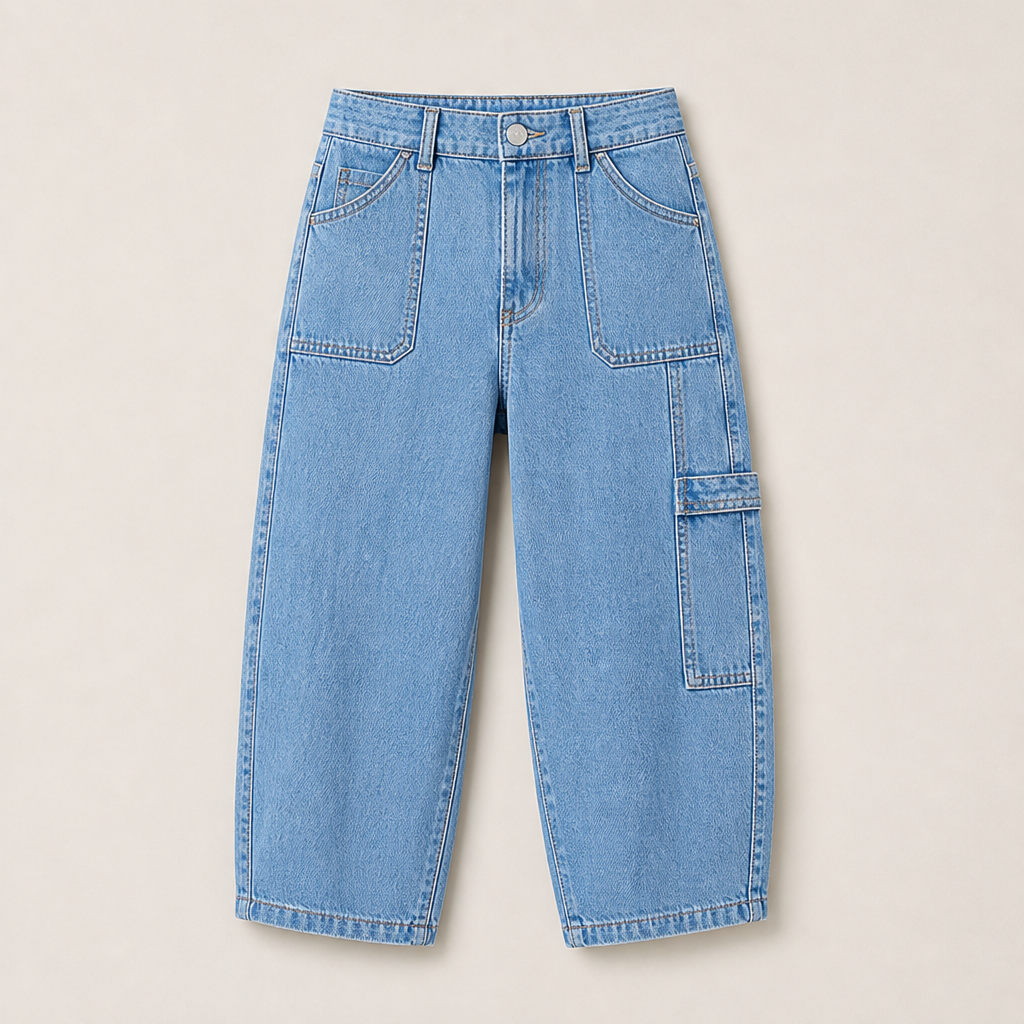 Barrelia – Jeans Barrel Fit Cropped Vita Media Light Blue