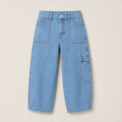 Barrelia – Jeans Barrel Fit Cropped Vita Media Light Blue