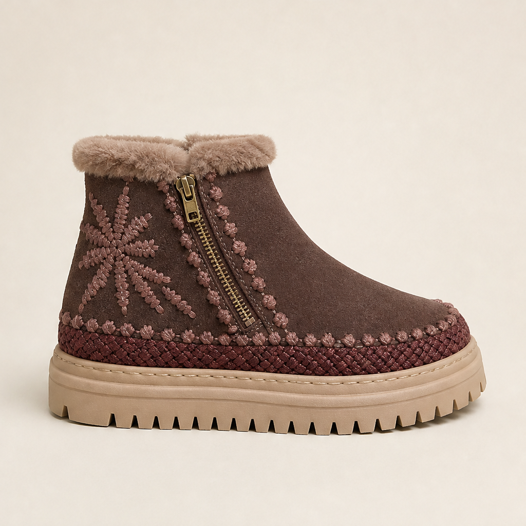 Novarra – Stivaletto Floreale in Suede Choc Choc