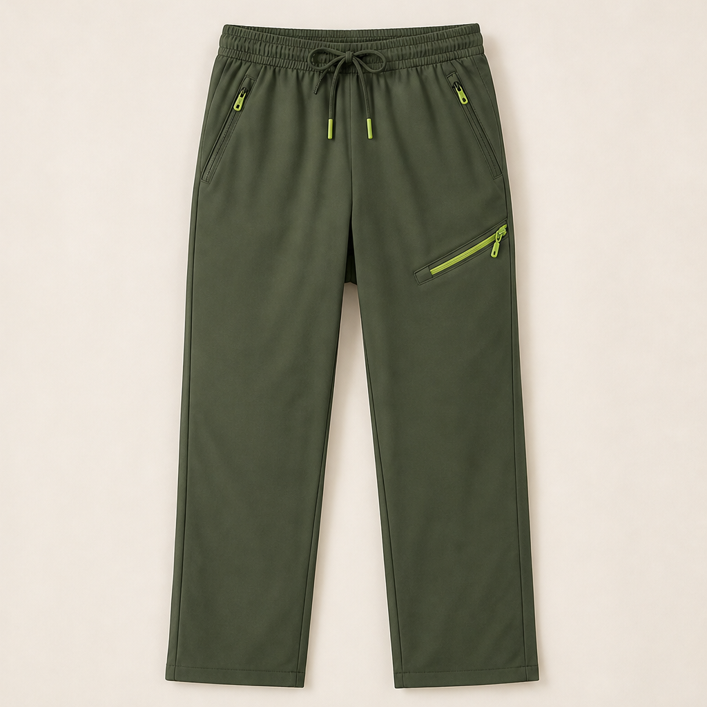 Velmora – Pantaloni Sportivi Slim con Tasche a Zip Olive