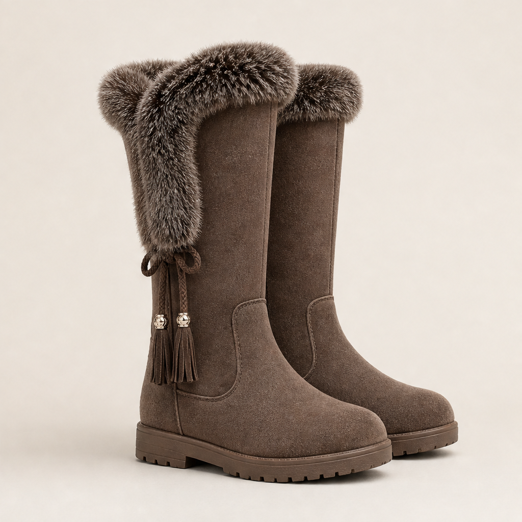 Nevara – Stivali da Neve con Bordo in Pelliccia Brown