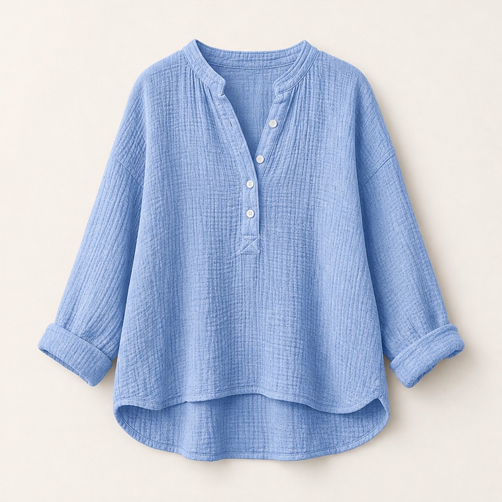 Ventarosa – Blusa Oversize in Garza di Cotone Light Blue