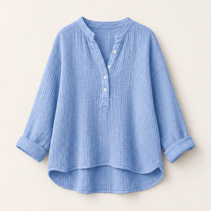 Ventarosa – Blusa Oversize in Garza di Cotone Light Blue