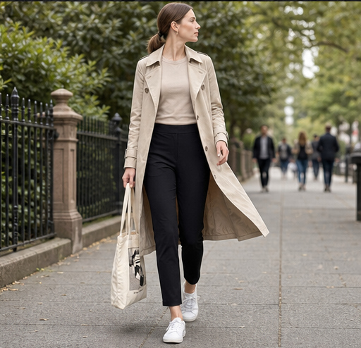 Pantaloni Neri Vita Alta | Elastici con Tasche Zip - Comfort 4 Vie Stretch features