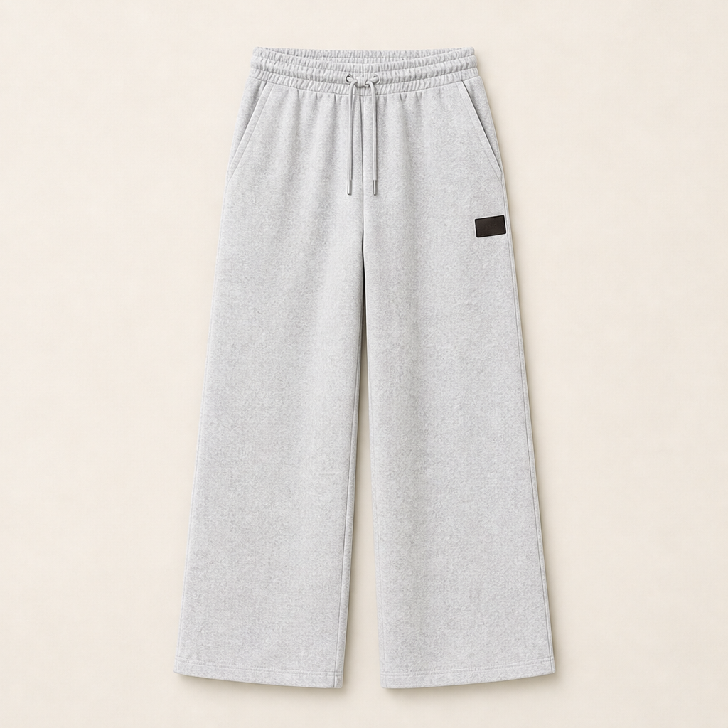 Morelio – Pantaloni Wide Leg in Felpa con Coulisse Grey
