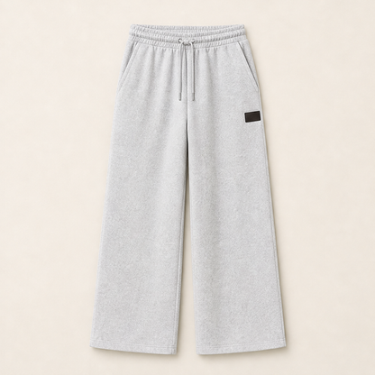 Morelio – Pantaloni Wide Leg in Felpa con Coulisse Grey