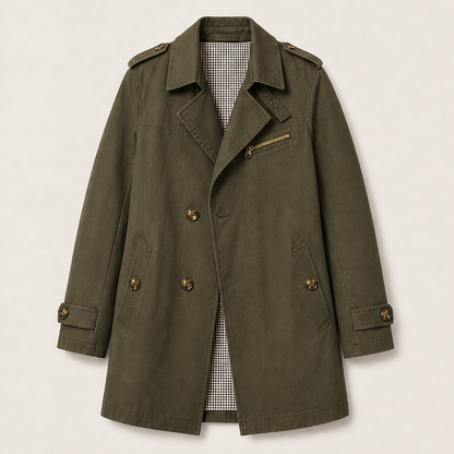 Milvora – Giacca Lunga in Cotone Lavato Olive