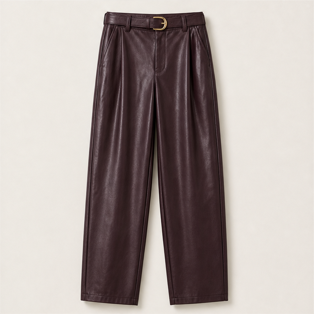Velmora – Pantaloni Balloon in Similpelle Burgundy