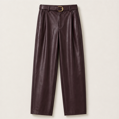 Velmora – Pantaloni Balloon in Similpelle Burgundy