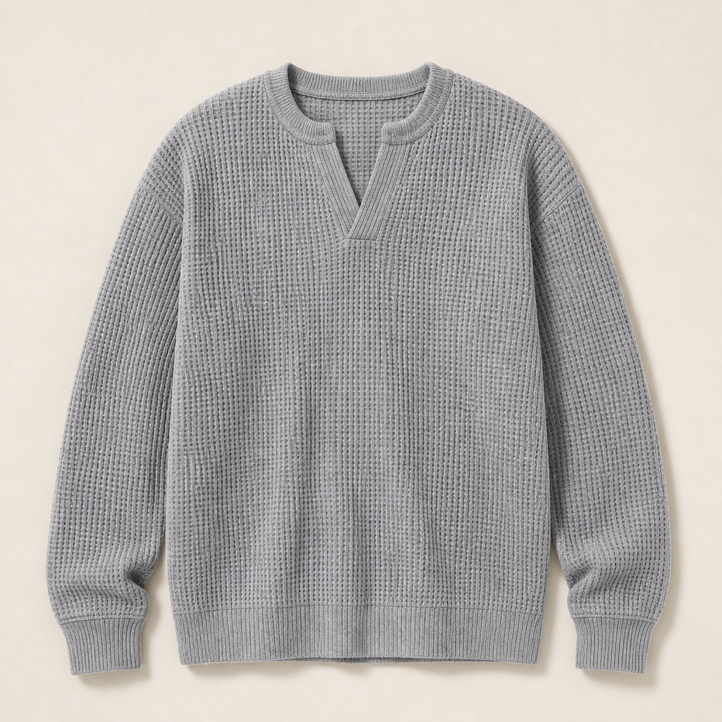 Vaffelo – Maglia a Maniche Lunghe Effetto Waffle Grey