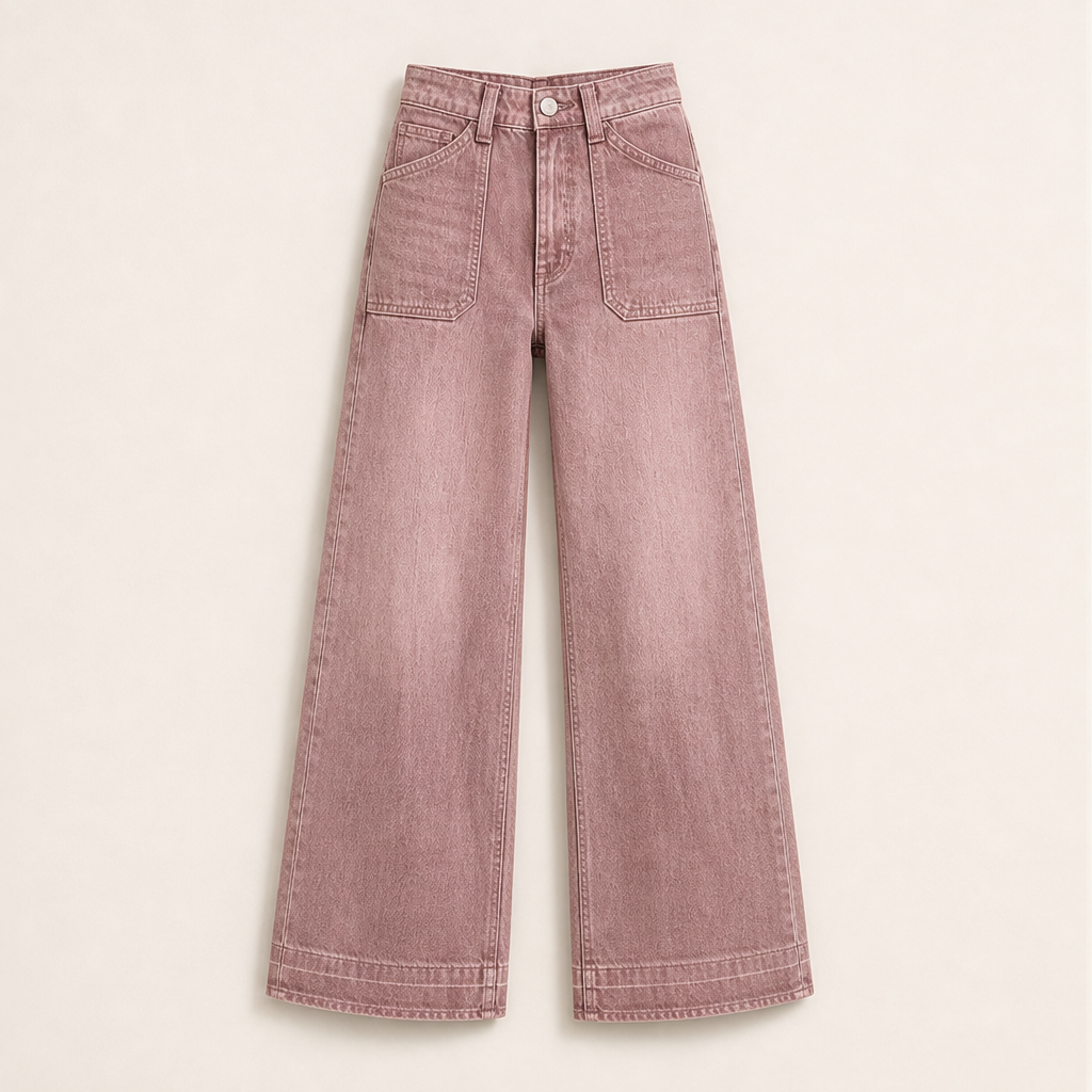 Velmora – Jeans a Vita Alta Elasticizzati Straight Leg Pink