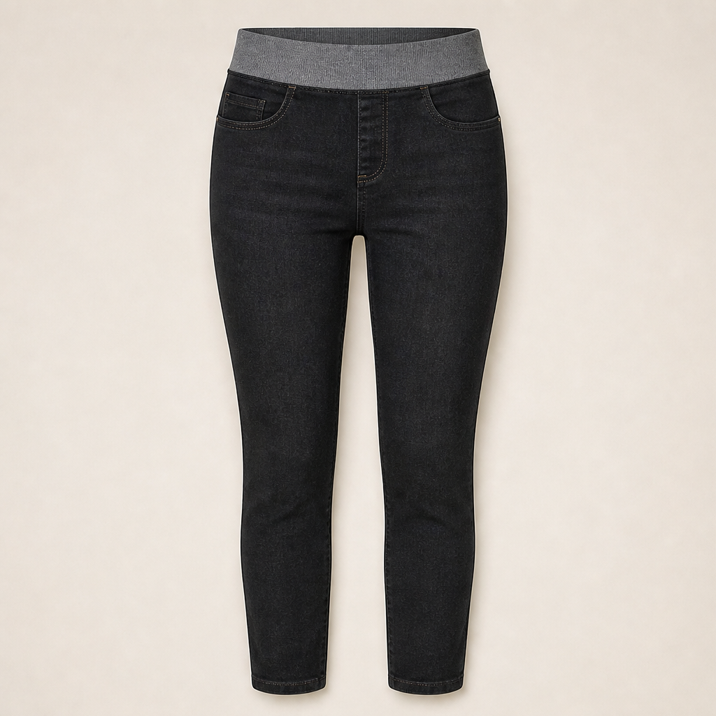 Velmora – Jeans Pull-On Slim Fit Vita Alta Black