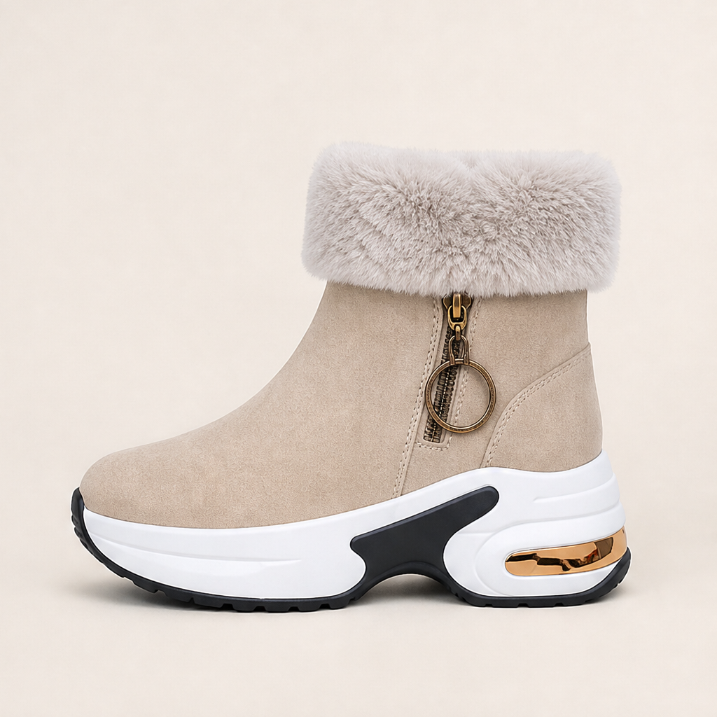 Nevalia – Stivaletti da Neve Antiscivolo con Pelliccia Beige