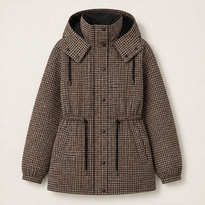Covelia – Impermeabile Corto a Quadri Brown