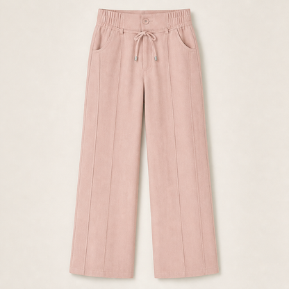 Velmora – Pantaloni a Vita Alta con Cuciture Frontali Pink