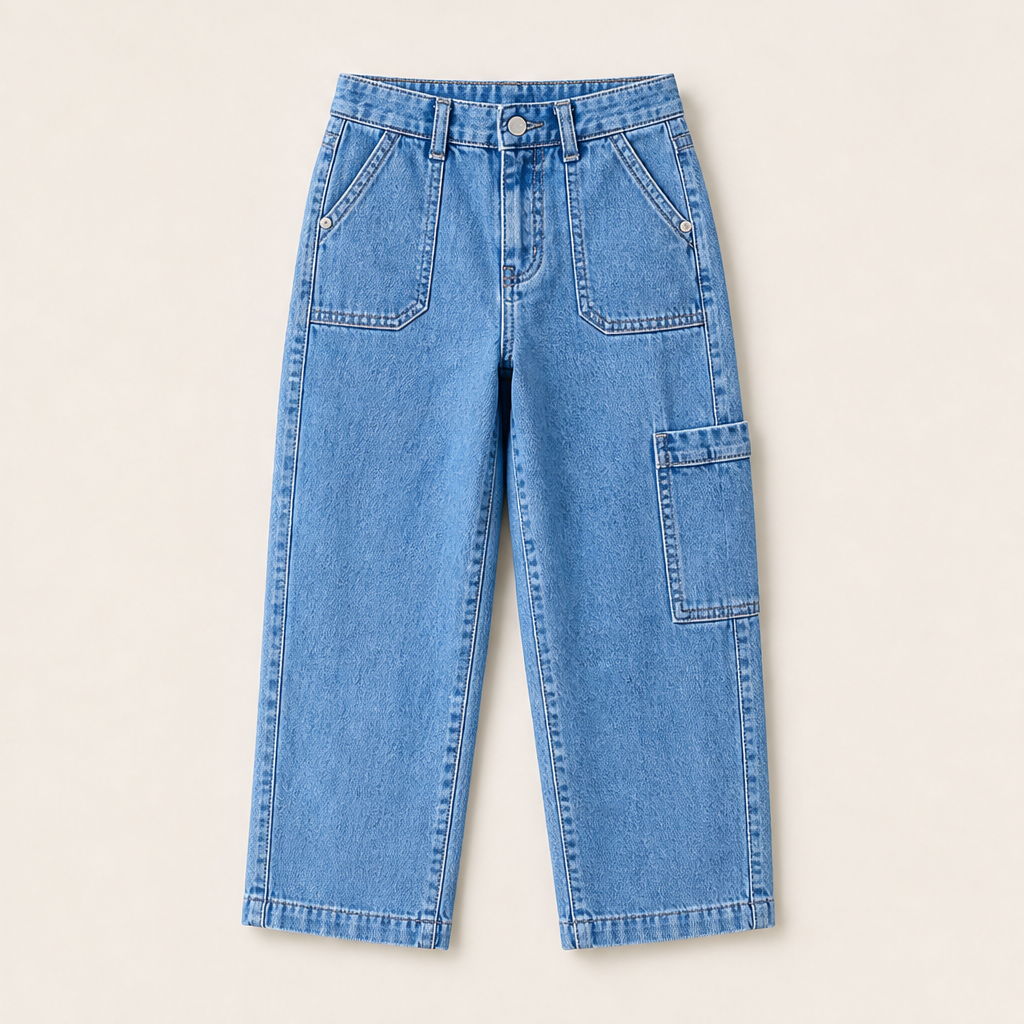 Barolyn – Jeans Cropped Gamba Ampia Elasticizzati Blue