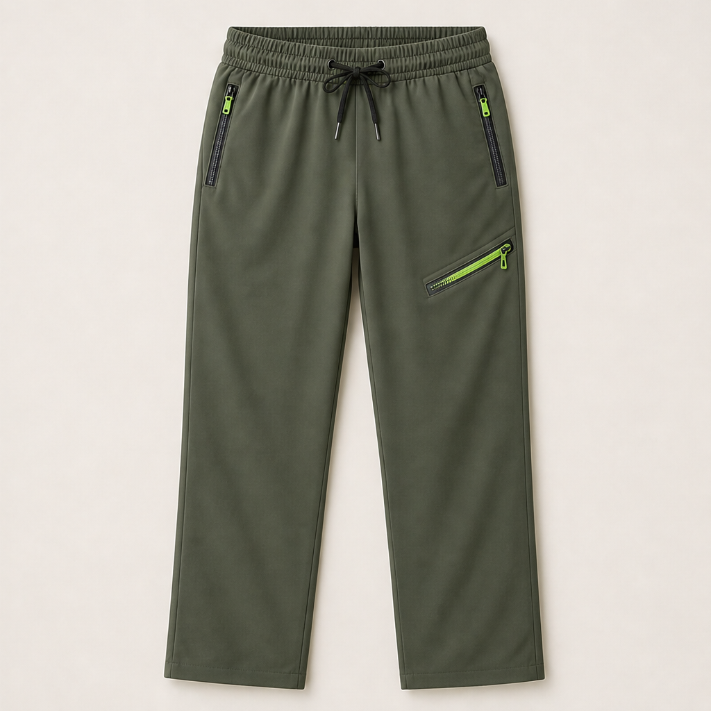 Velomia – Pantaloni Sportivi Slim con Tasche Zip Olive