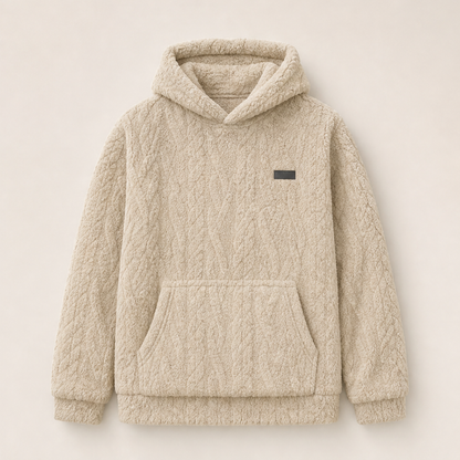 Novarla – Felpa con Cappuccio in Pile Jacquard Beige