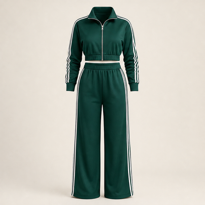 Vezano – Tuta Due Pezzi a Righe con Zip Green