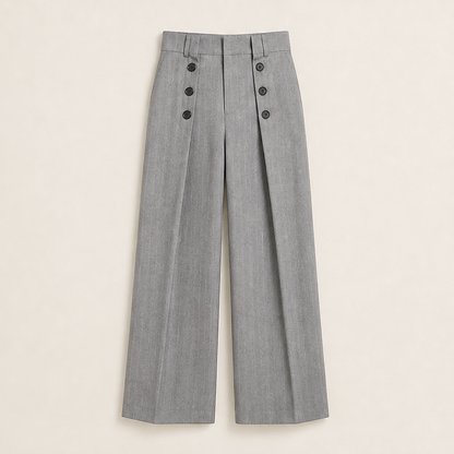 Varonne – Pantaloni a Vita Alta con Doppia Bottoniera Grey